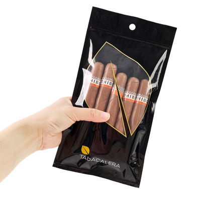 맞춤형 PE PET 플라스틱 포장 습기 방지 재사용 가능한 지퍼락 마일러 백 담배 시가용 스탠딩 디자인 핫 스탬핑