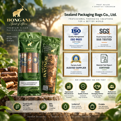 Lightweight And Compact cigar bags custom designed using MOPP PE material structure ensuring protection and easy portability